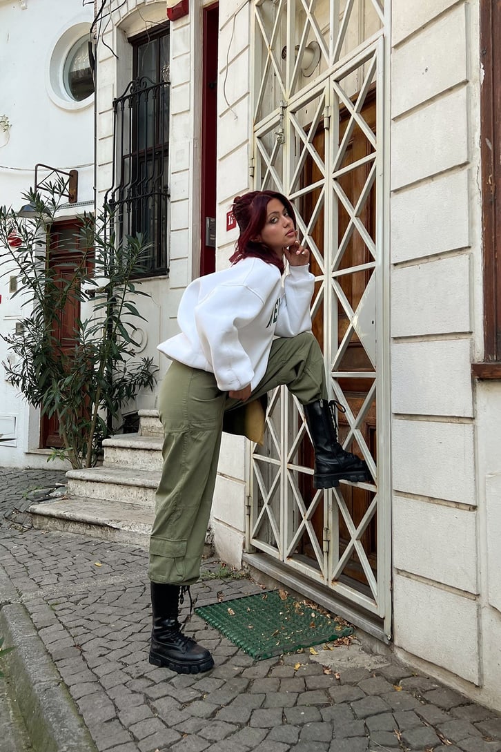 Kargo Cepli Yeşil Baggy Pantolon