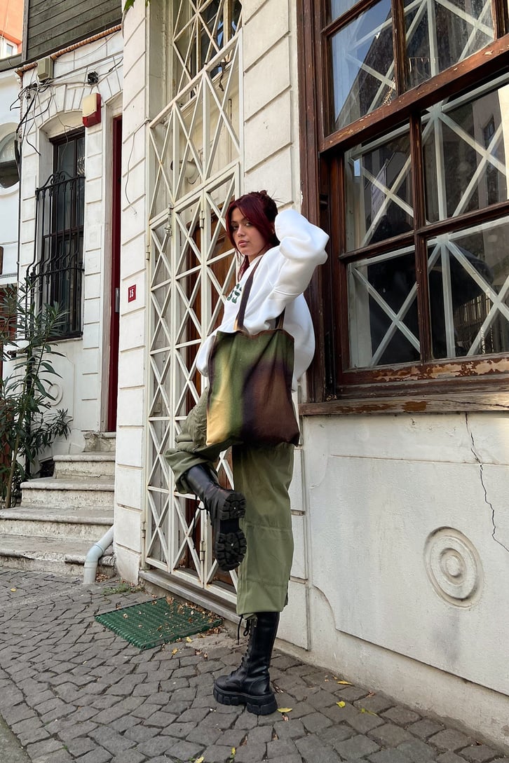 Kargo Cepli Yeşil Baggy Pantolon