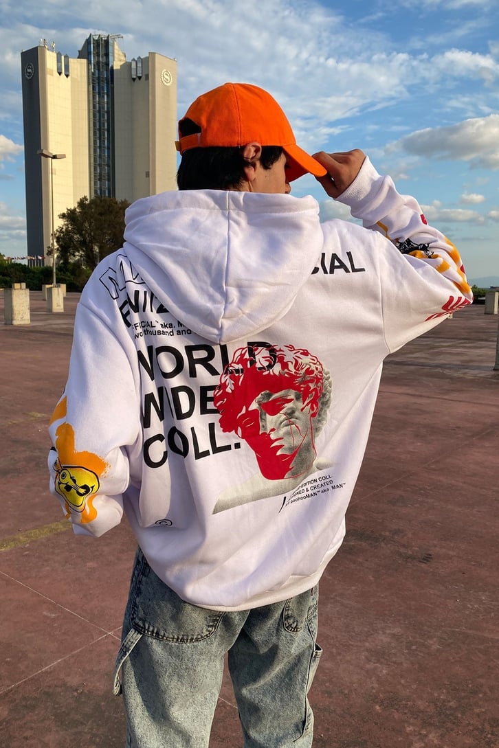 KARIŞIK DESENLİ OVERSIZE HOODIE