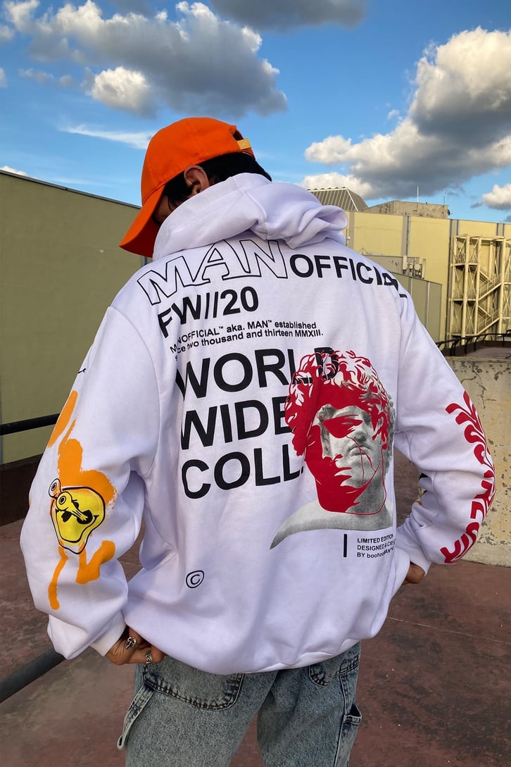 KARIŞIK DESENLİ OVERSIZE HOODIE