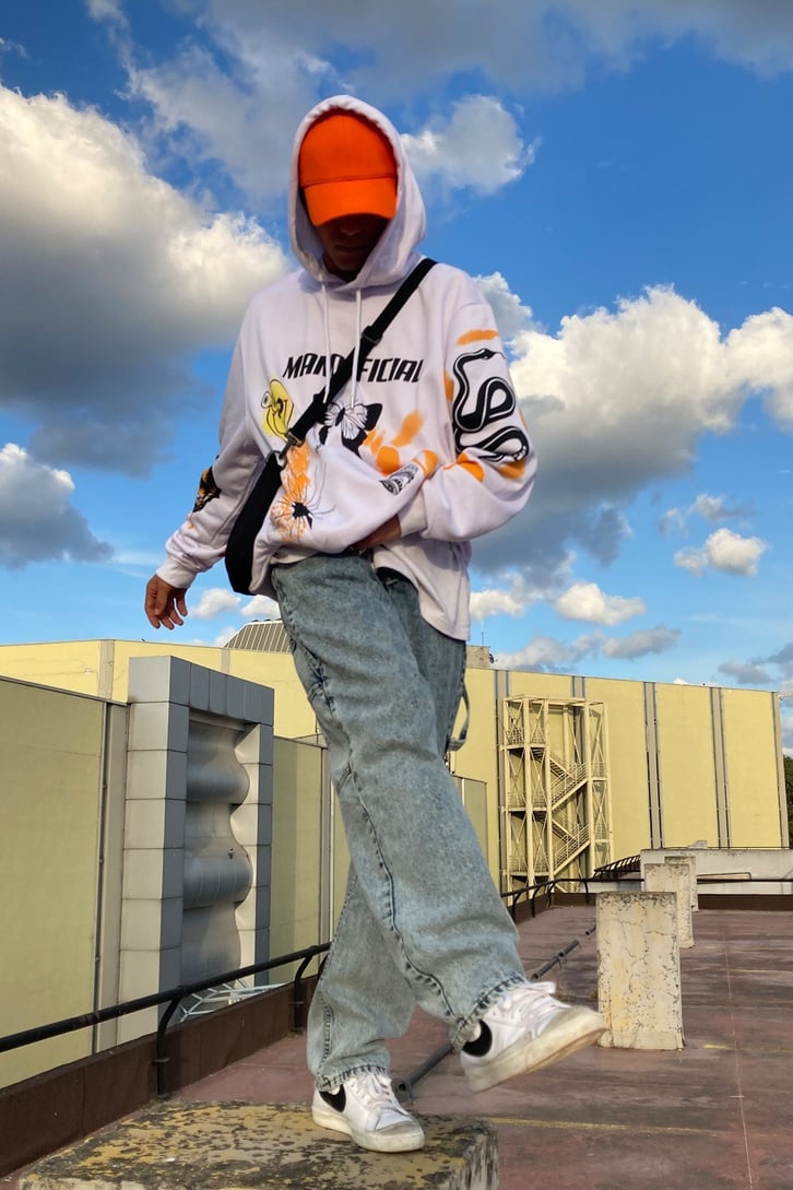 KARIŞIK DESENLİ OVERSIZE HOODIE