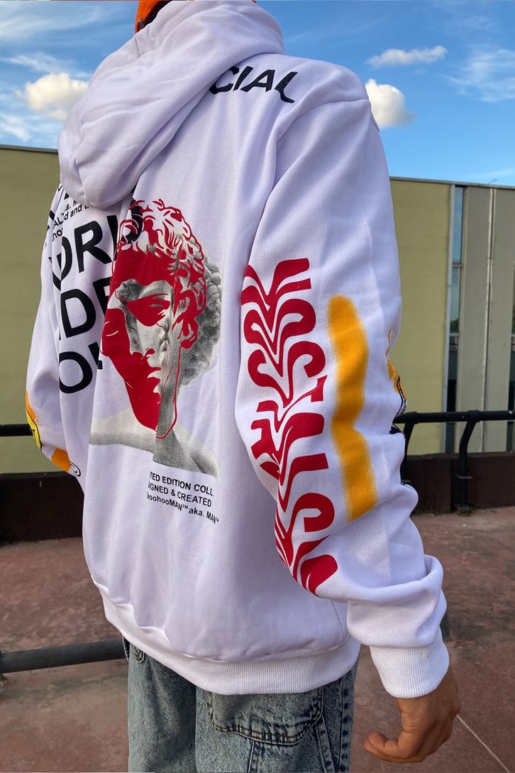 KARIŞIK DESENLİ OVERSIZE HOODIE