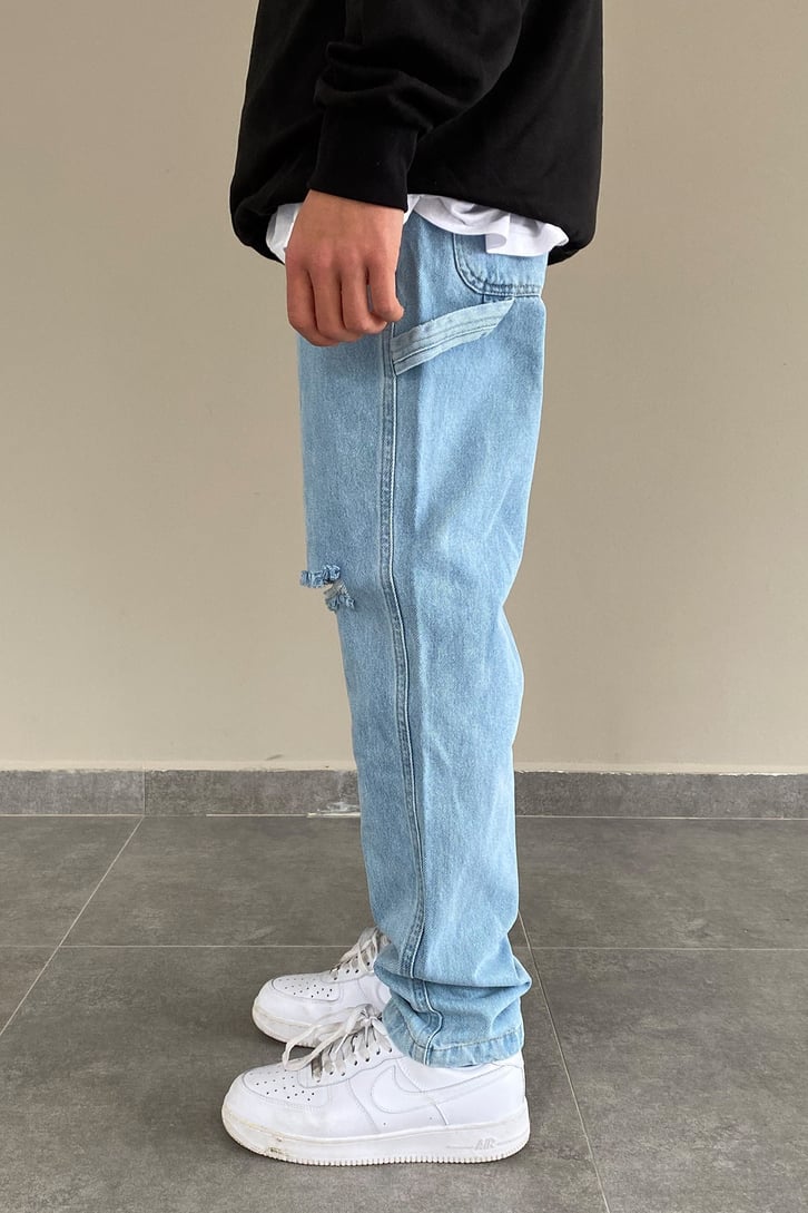 Karl Kani Urban Style Distressed Sky Blue Carrot Fit Jean