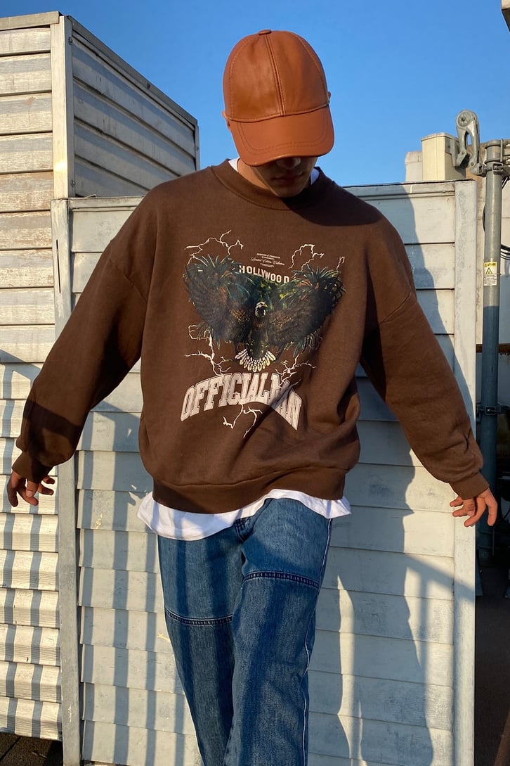 KARTAL BASKILI OVERISZE SWEATSHIRT