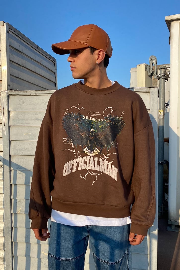 KARTAL BASKILI OVERISZE SWEATSHIRT