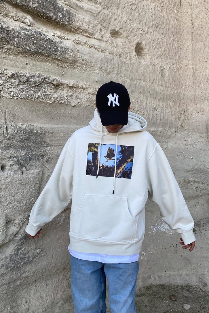KARTAL BASKILI OVERSIZE HOODIE