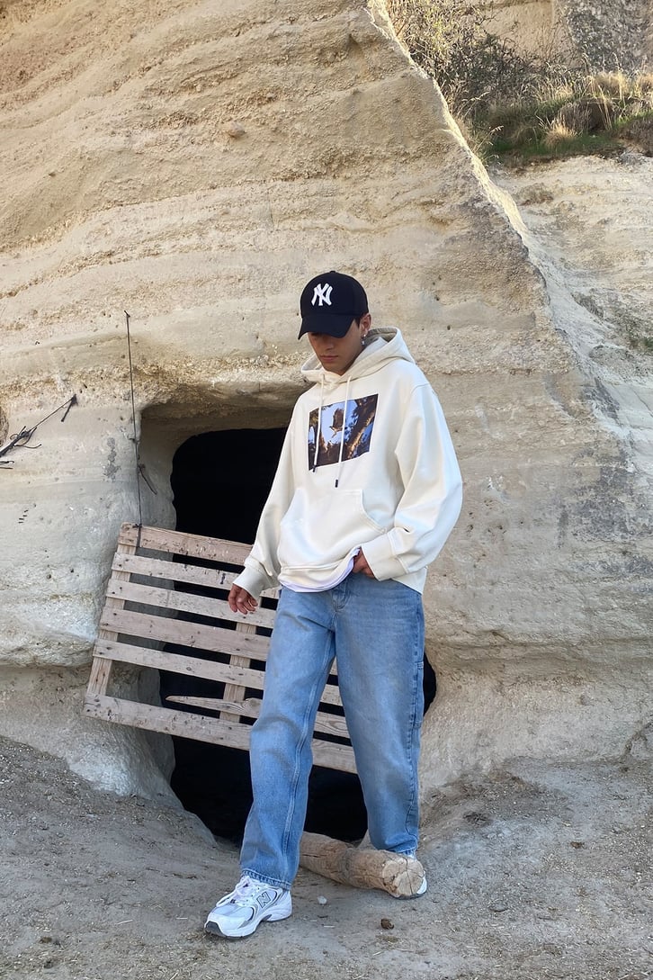 KARTAL BASKILI OVERSIZE HOODIE