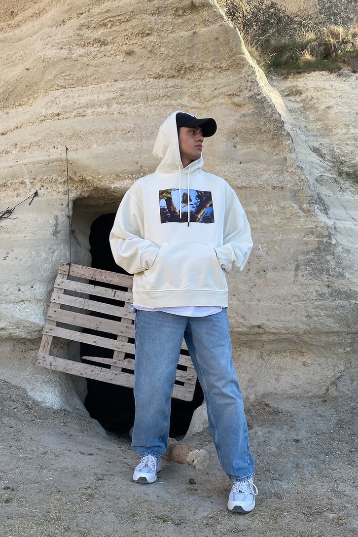 KARTAL BASKILI OVERSIZE HOODIE