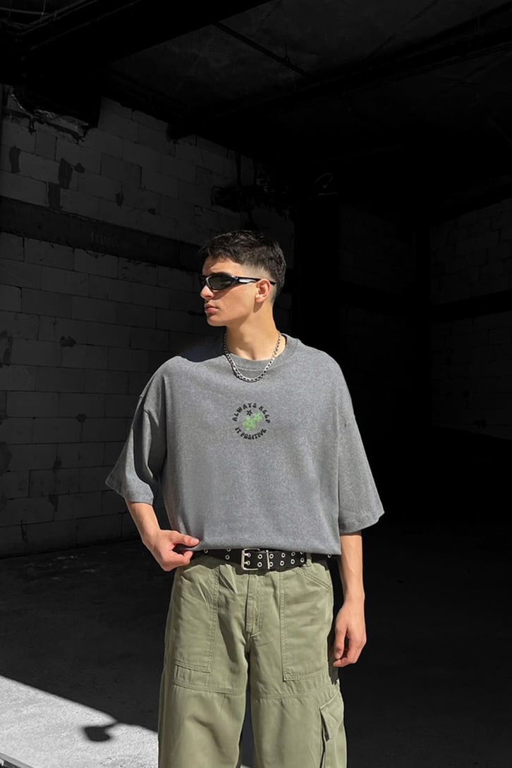 Keep It Positive Sırt Baskılı Oversize Tshirt