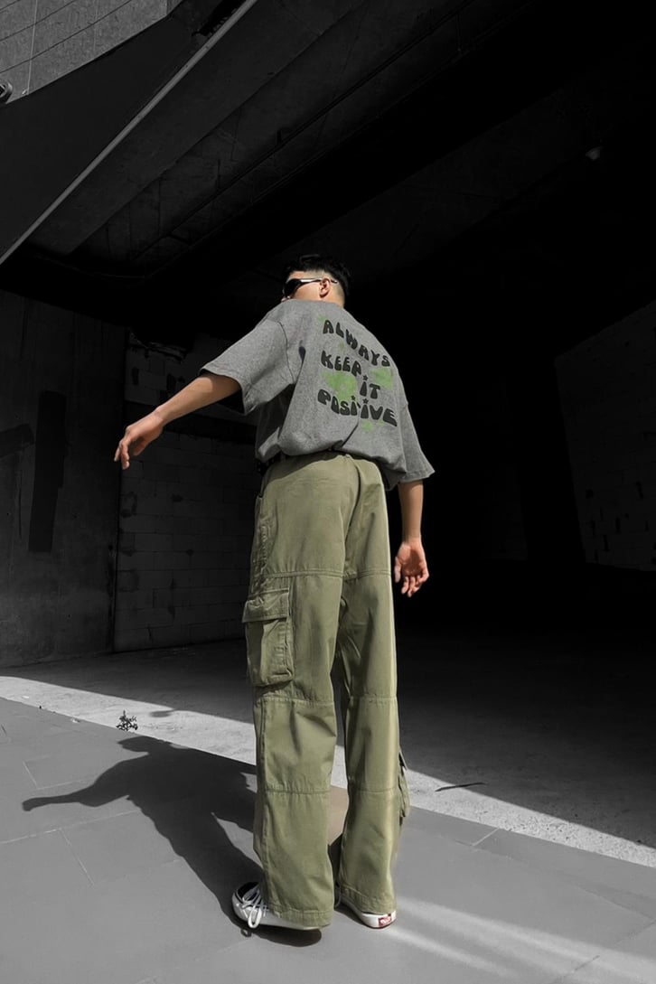 Keep It Positive Sırt Baskılı Oversize Tshirt