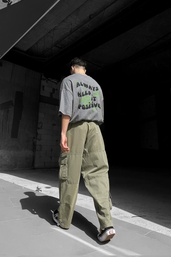 Keep It Positive Sırt Baskılı Oversize Tshirt
