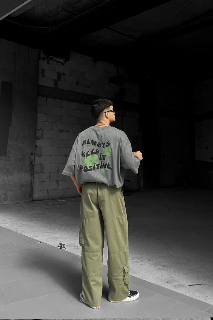 Keep It Positive Sırt Baskılı Oversize Tshirt