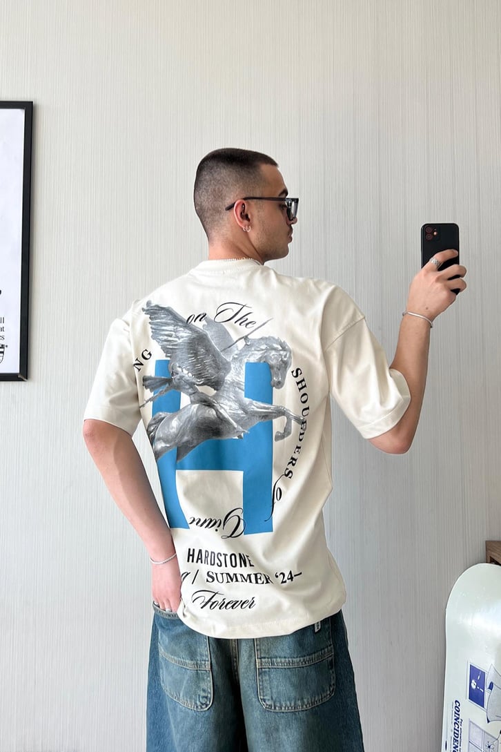 Kentaur Baskılı Oversize Tişört