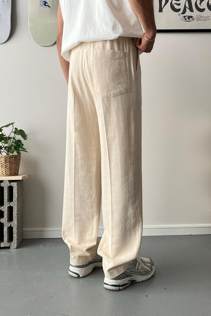 Keten Bel Lastikli Relax Fit Pantolon