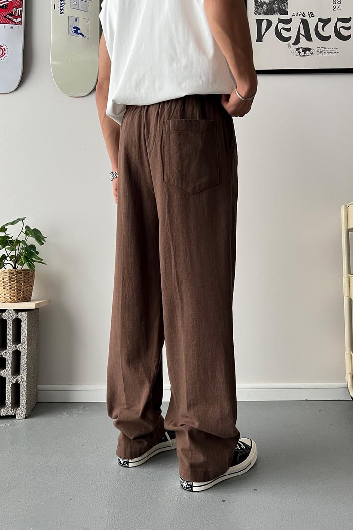Keten Bel Lastikli Relax Fit Pantolon