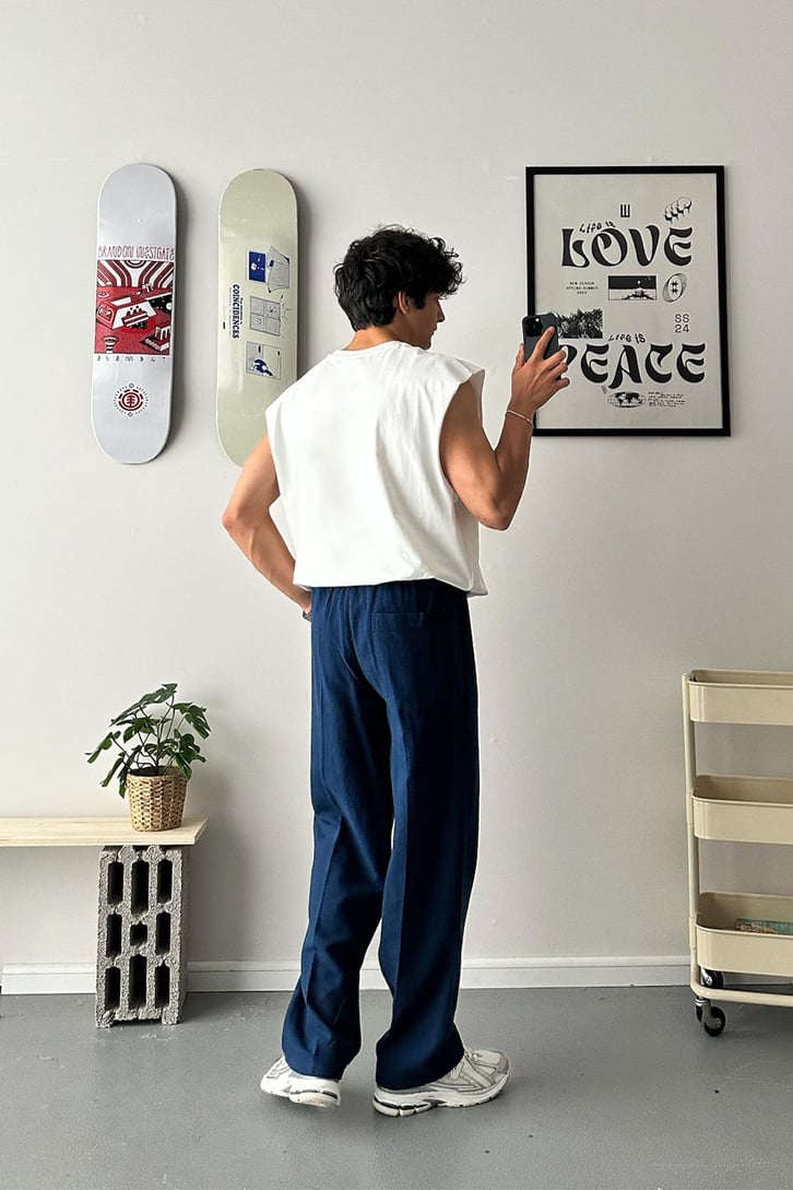 Keten Bel Lastikli Relax Fit Pantolon