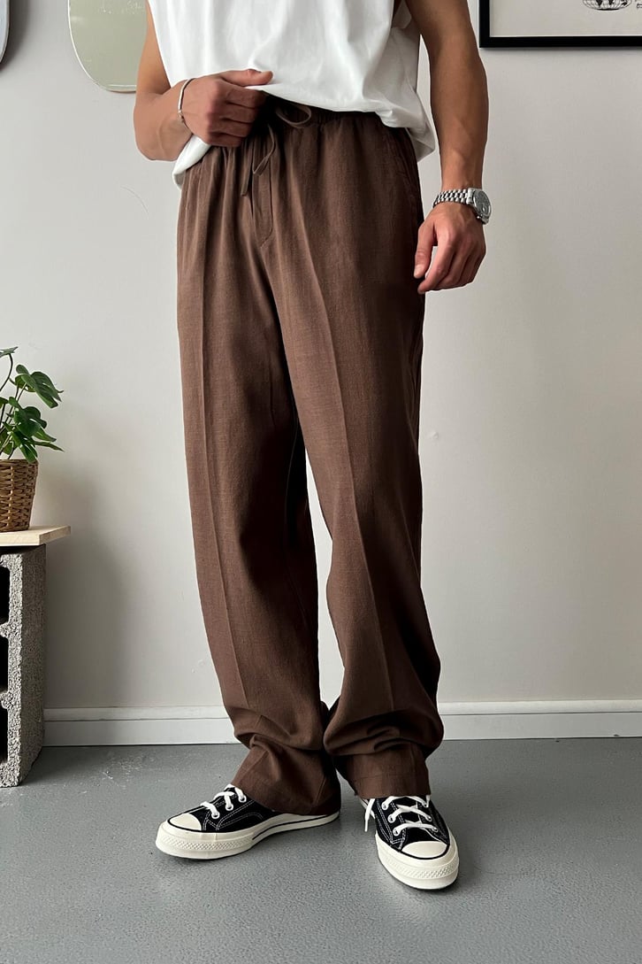 Keten Bel Lastikli Relax Fit Pantolon
