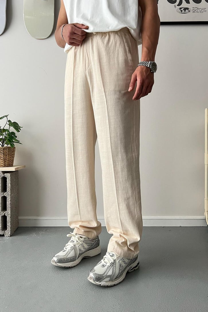 Keten Bel Lastikli Relax Fit Pantolon