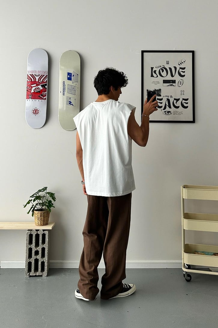 Keten Bel Lastikli Relax Fit Pantolon