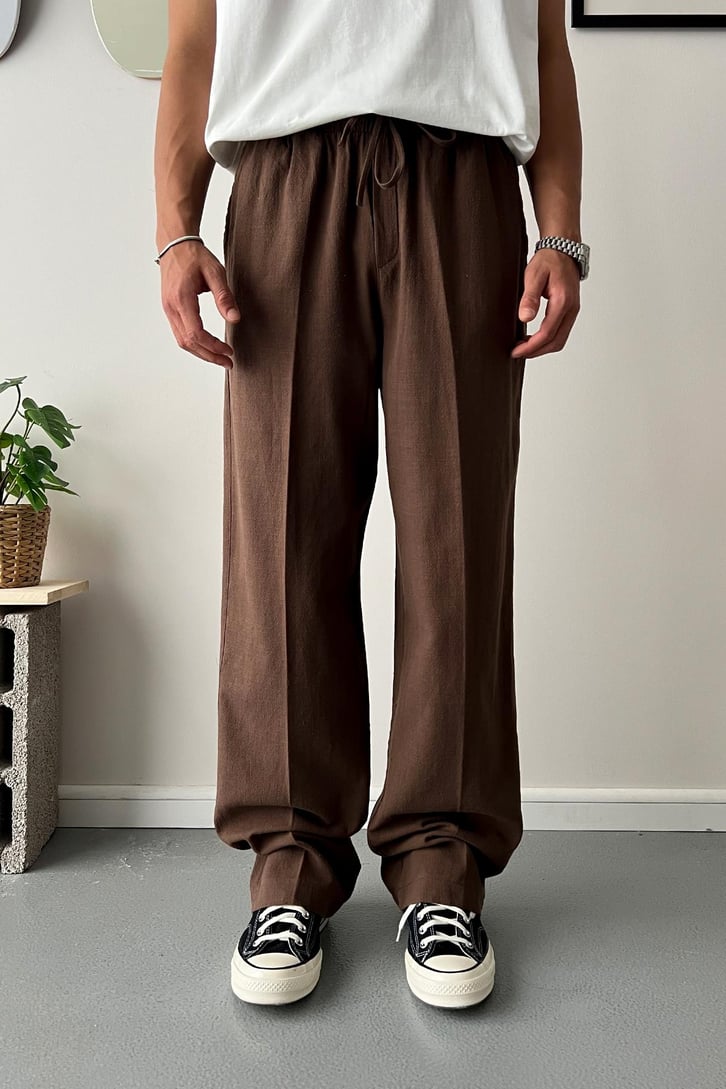 Keten Bel Lastikli Relax Fit Pantolon