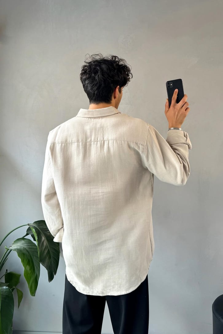 Keten Oversize Basic Gömlek