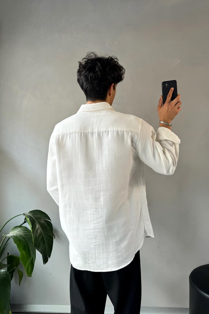 Keten Oversize Basic Gömlek