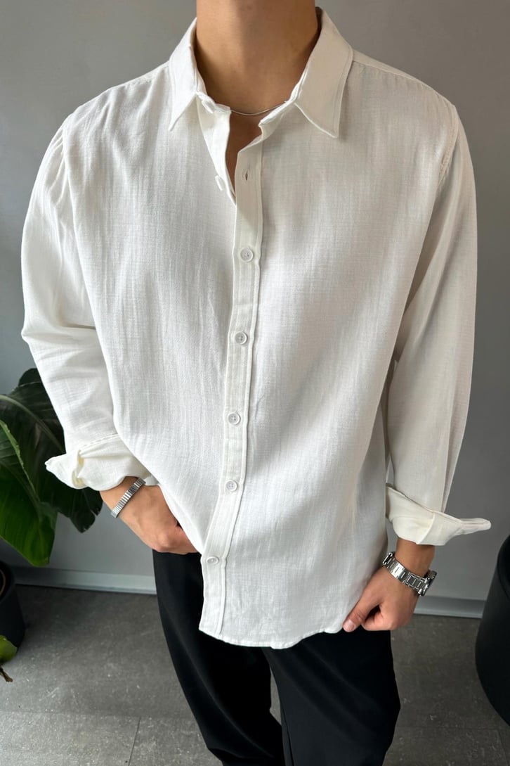 Keten Oversize Basic Gömlek