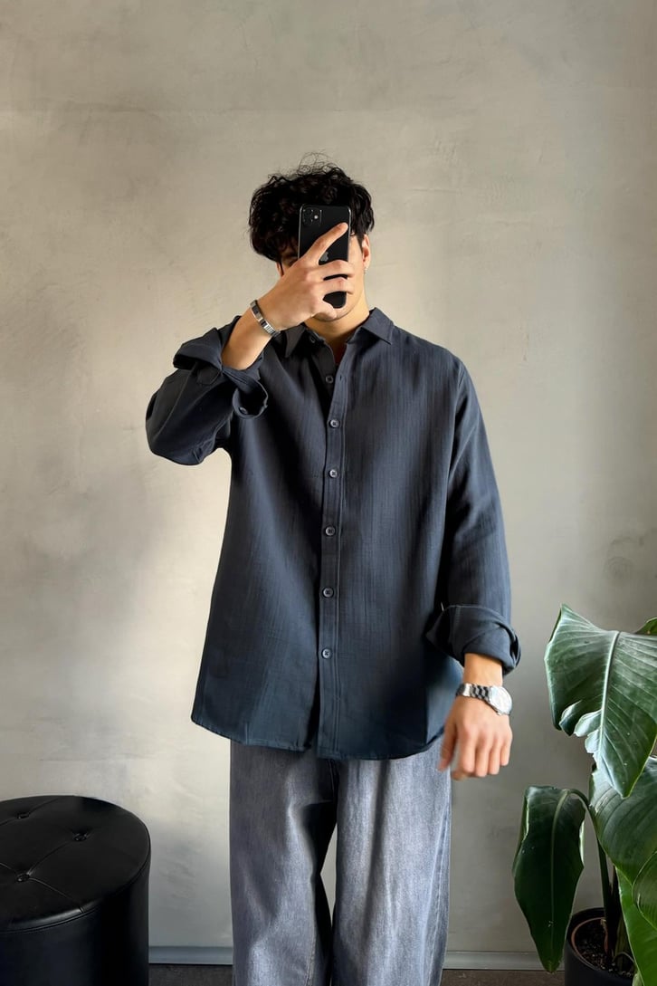 Keten Oversize Basic Gömlek