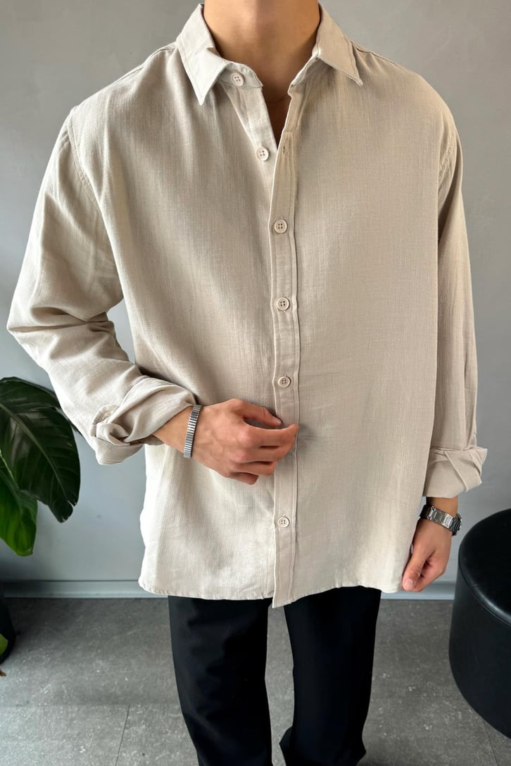 Keten Oversize Basic Gömlek