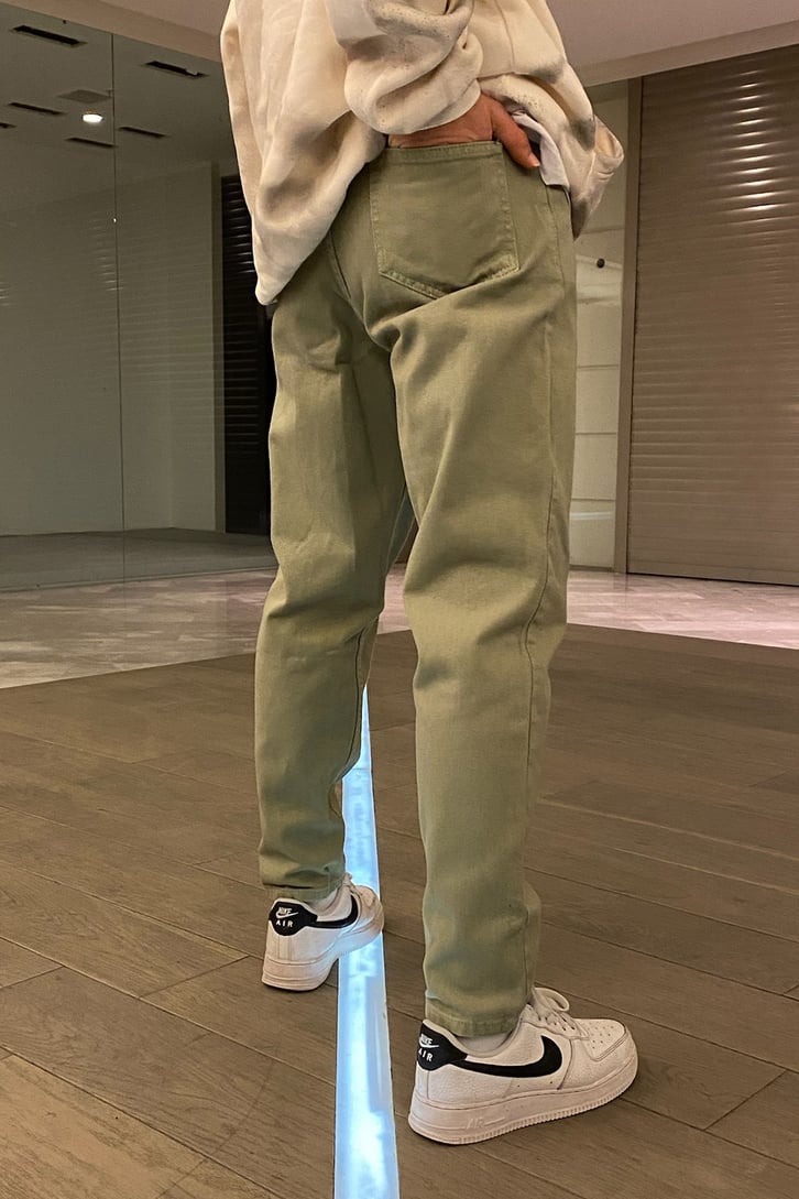 Khaki Dad Fit Basic Pants