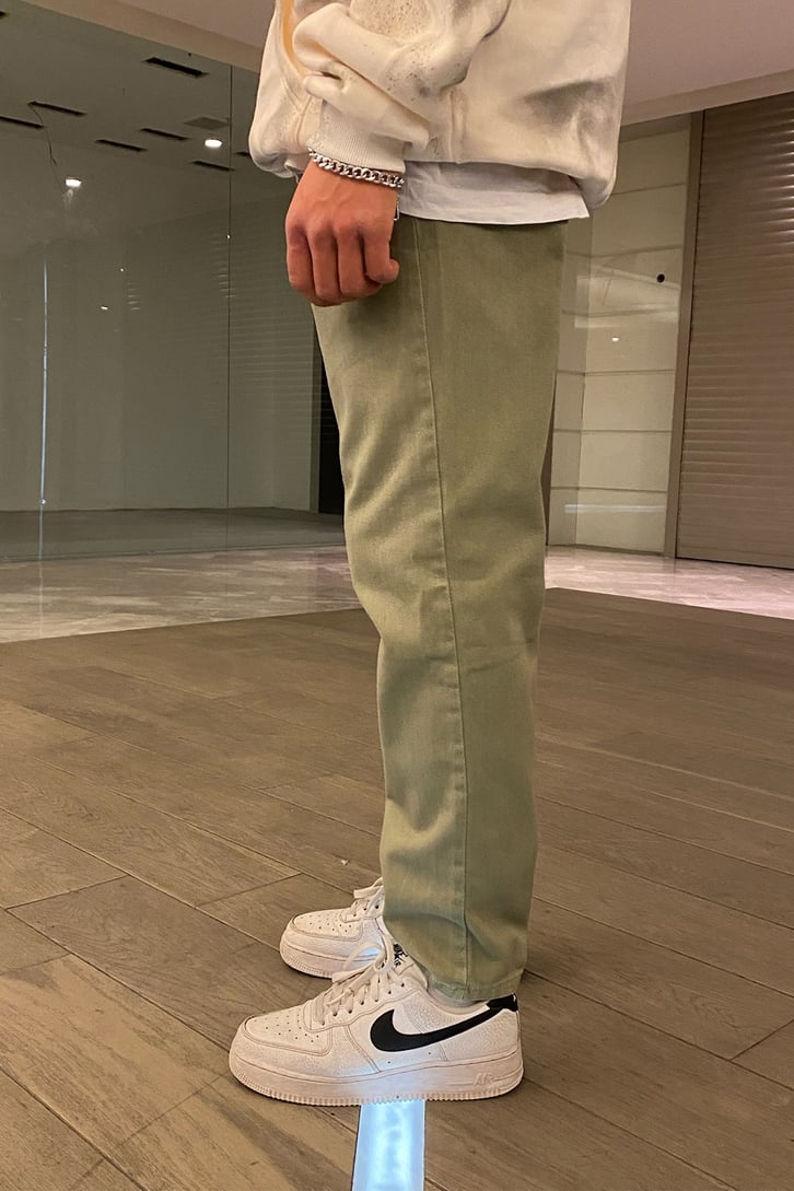 Khaki Dad Fit Basic Pants