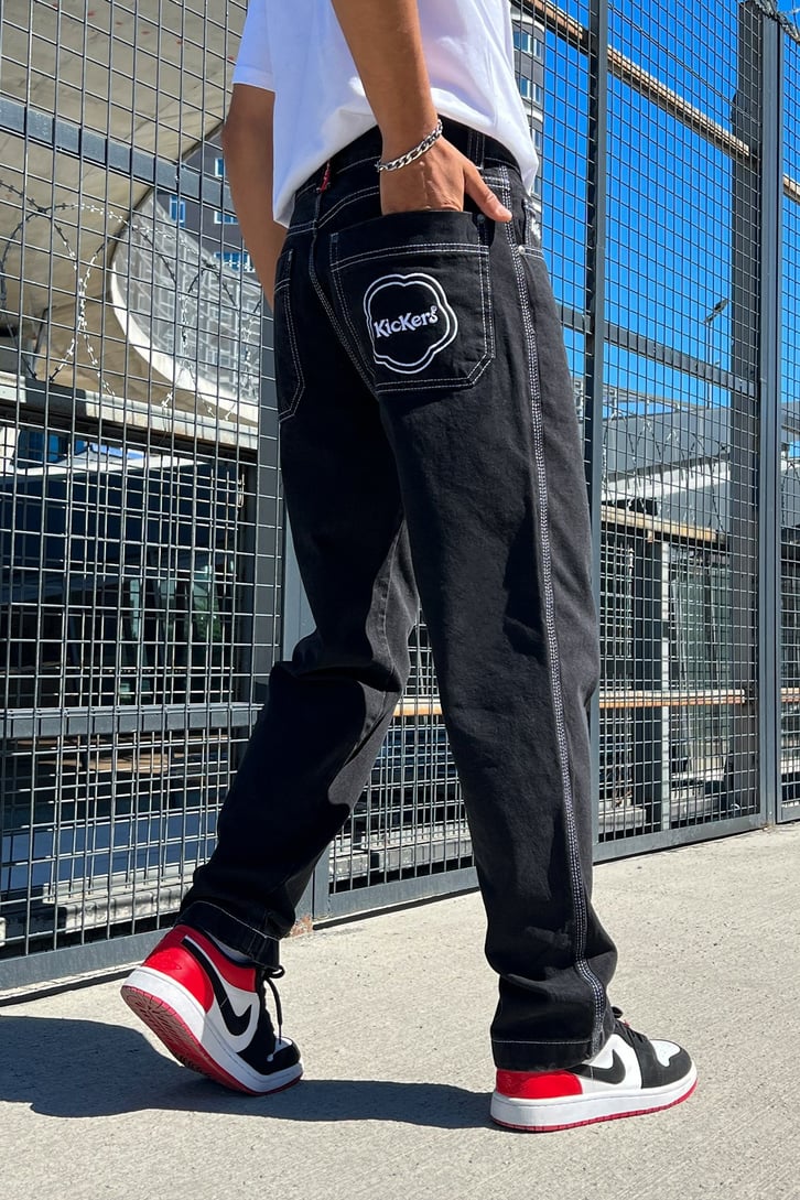 Kickers Nakışlı Siyah Baggy Jean
