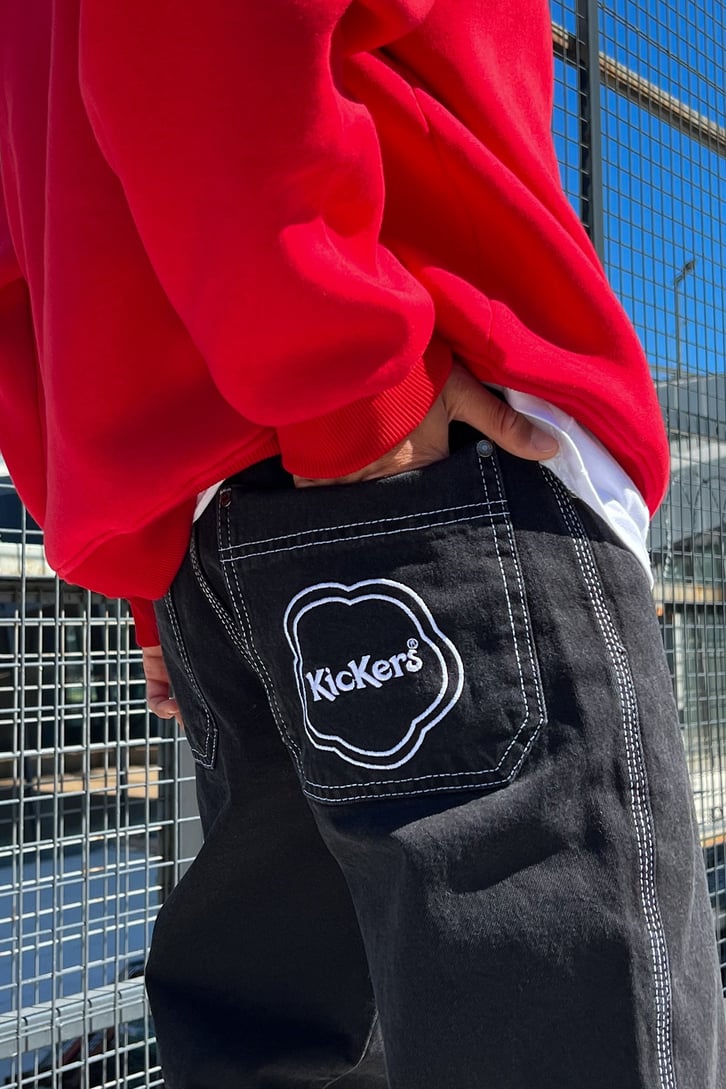 Kickers Nakışlı Siyah Baggy Jean