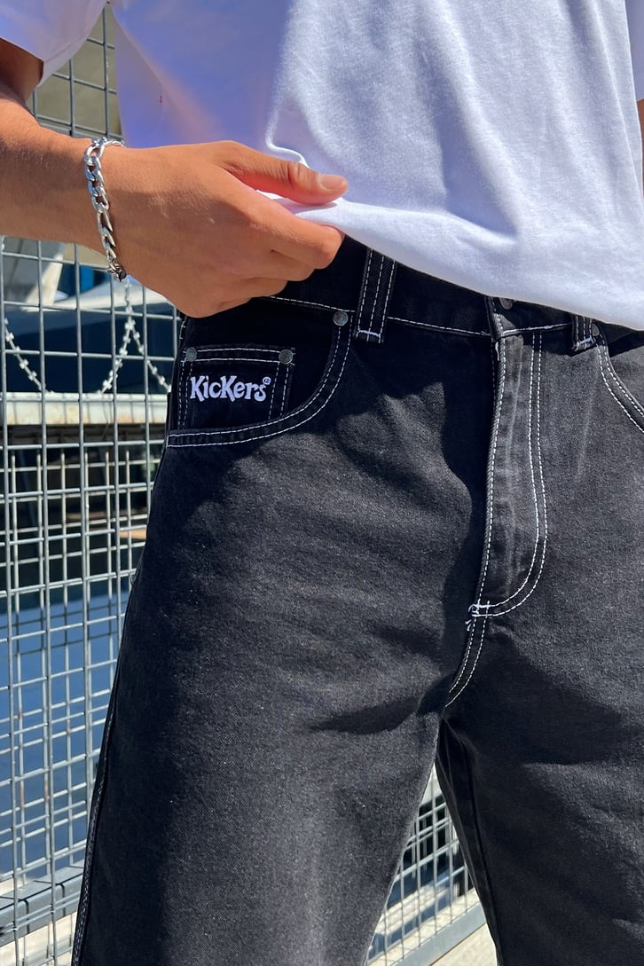 Kickers Nakışlı Siyah Baggy Jean
