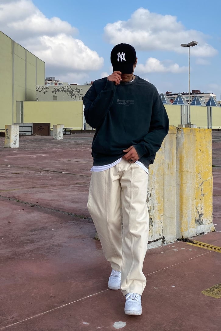 King Owl Oversize Acid Wash Sweatshirt