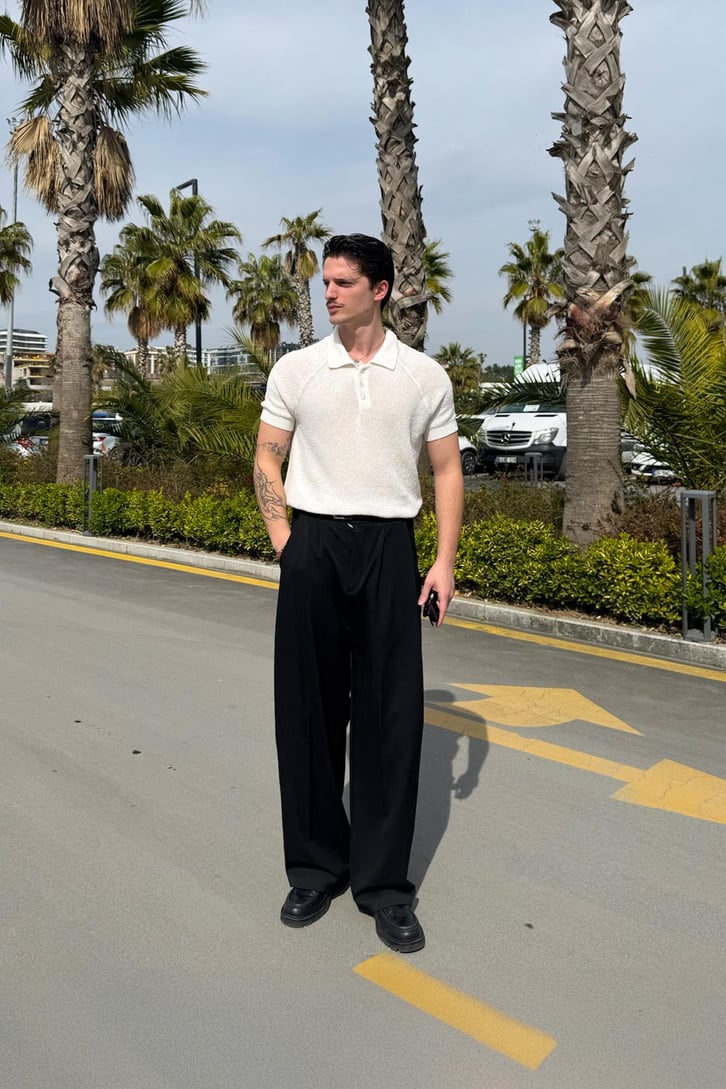 Kısa Kollu Triko Polo Yaka Tişört