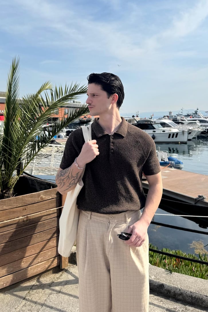 Kısa Kollu Triko Polo Yaka Tişört