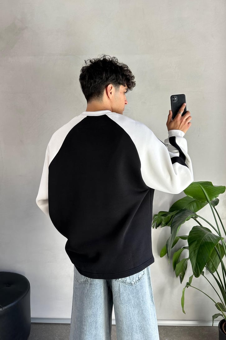 Kol Biye Geçişli Bisiklet Yaka Sweatshirt