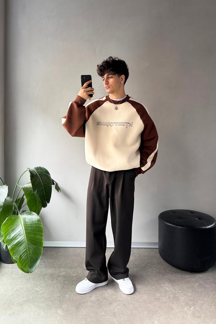 Kol Biye Geçişli Bisiklet Yaka Sweatshirt