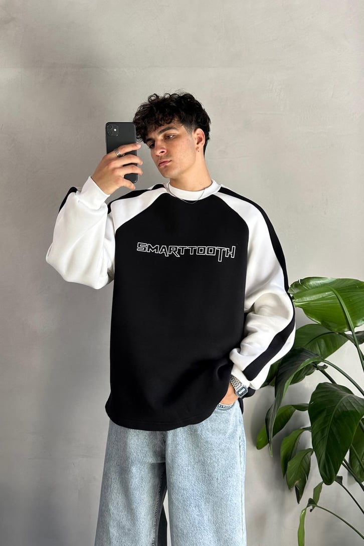 Kol Biye Geçişli Bisiklet Yaka Sweatshirt