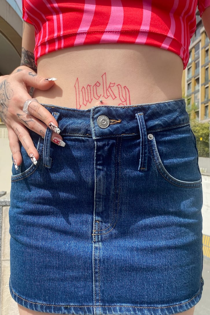 Koyu Mavi Mini Denim Etek