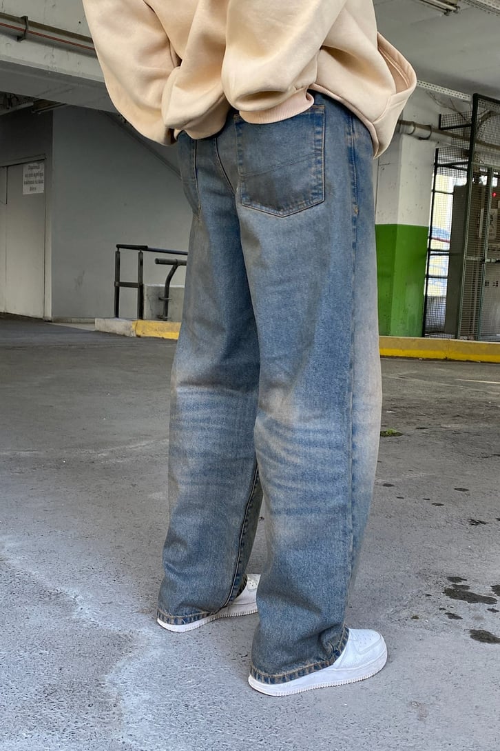 Kum Taşlamalı Extra Baggy Jean