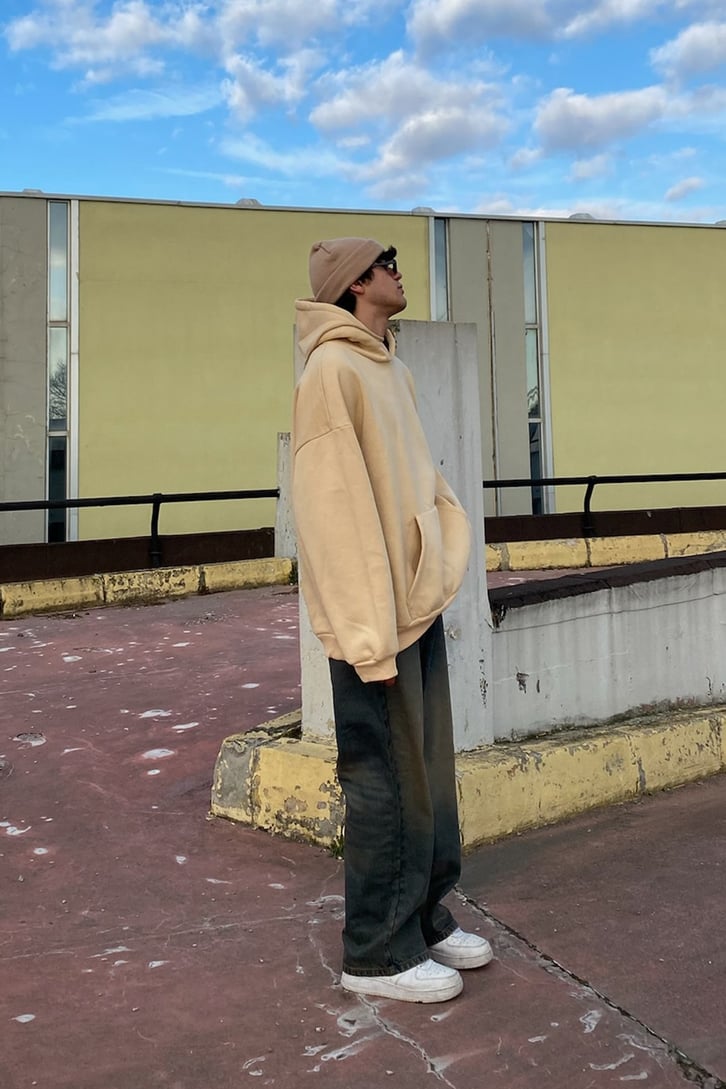 Kum Taşlamalı Extra Baggy Jean