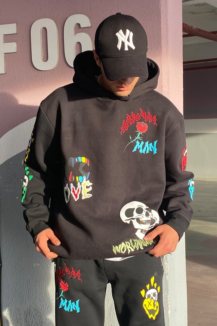 KURU KAFA BASKILI HOODIE