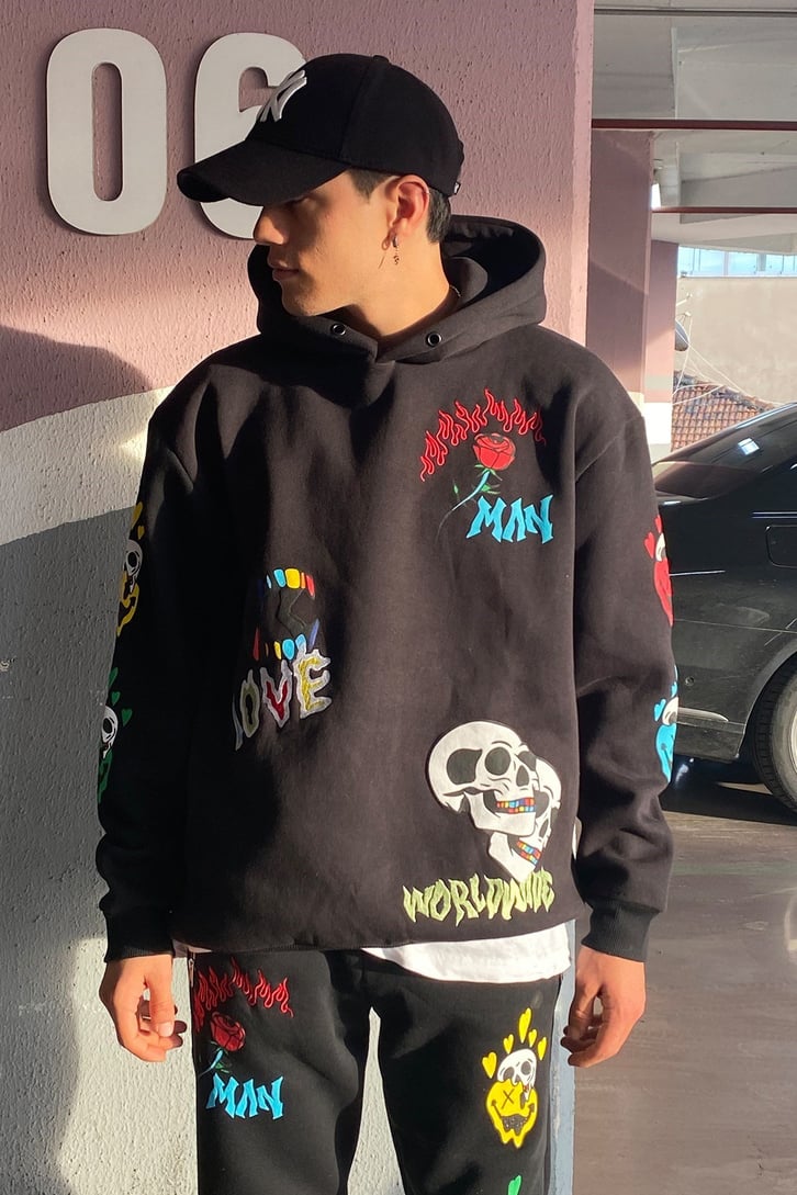 KURU KAFA BASKILI HOODIE