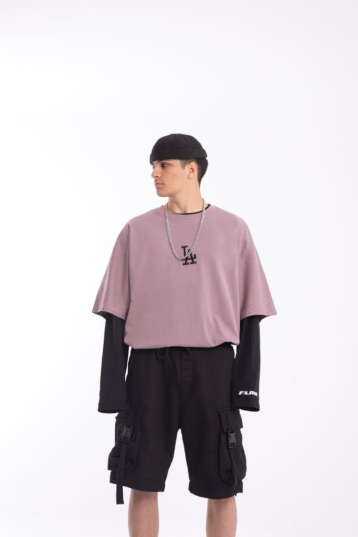 L.A. Nakışlı Oversize Tshirt