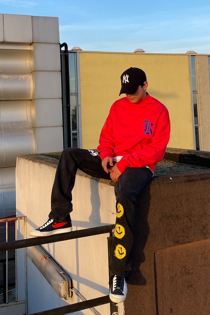LA CITY ACID SMILE BASKILI TAŞLAMALI LOSSE FIT JEAN
