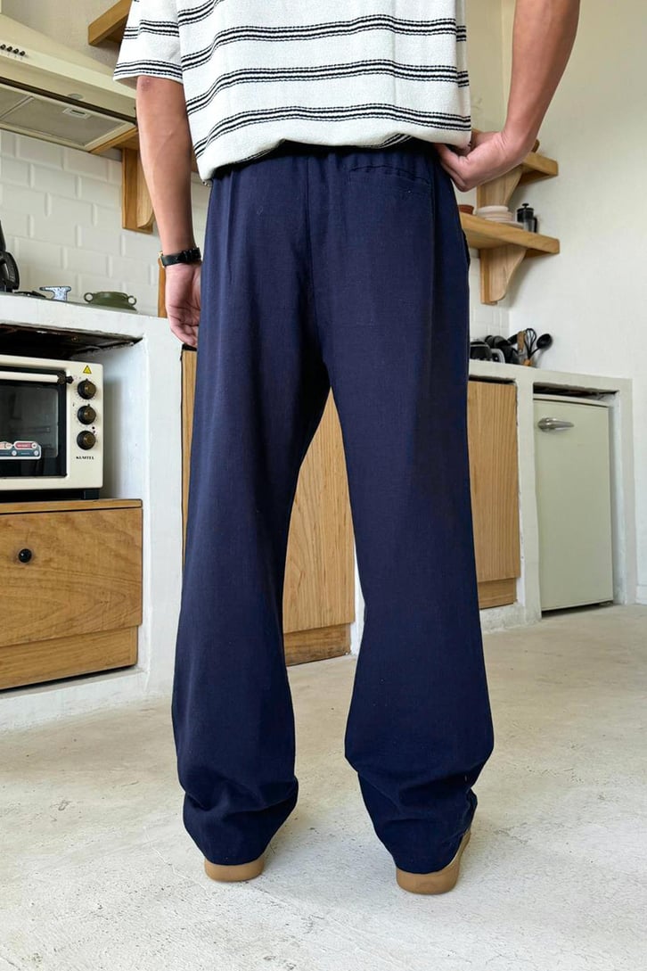 Lacivert Bel Lastikli  Regular Pantolon