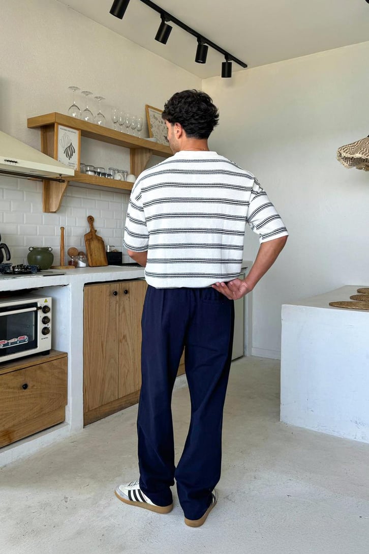 Lacivert Bel Lastikli  Regular Pantolon