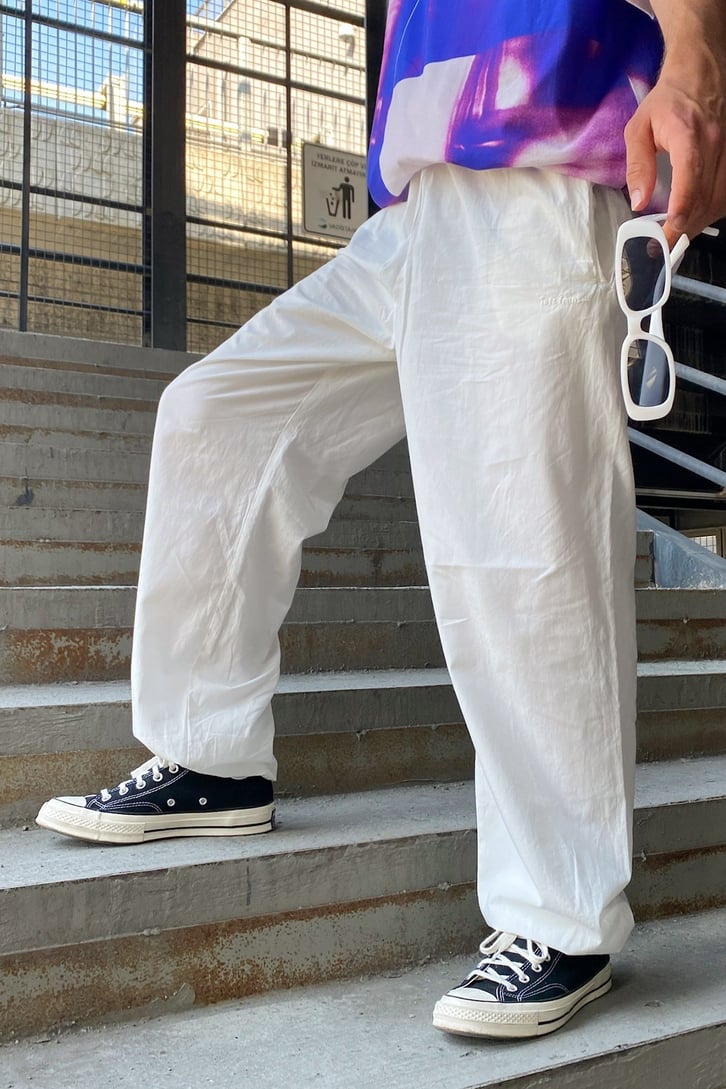 Lastikli Ekru Jogger Pantolon